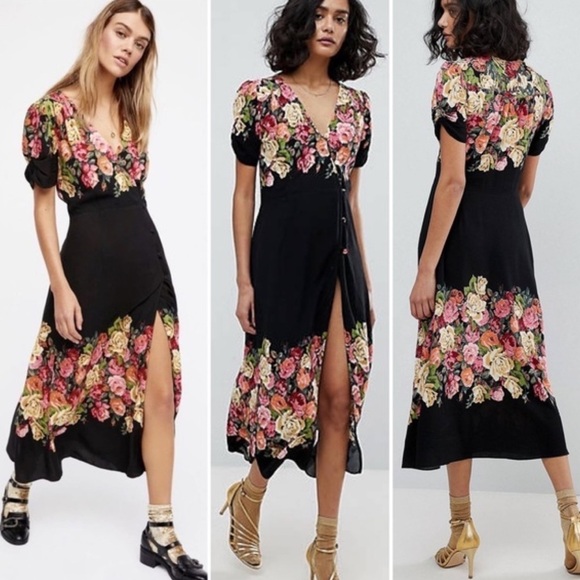 Free People Jaimie Floral Button Up Midi Dress - Picture 1 of 7